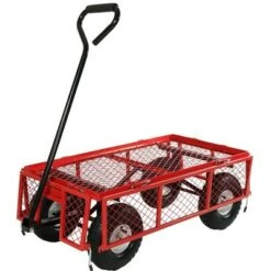 Sunnydaze Decor Sunnydaze Outdoor Lawn and Garden Heavy-Duty Durable Steel Mesh Utility Wagon Cart with Removable Sides - Red -Garden Haven Store unnamed file 954