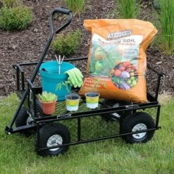 Sunnydaze Decor Sunnydaze Outdoor Lawn and Garden Heavy-Duty Durable Steel Mesh Utility Wagon Cart with Removable Sides - Black 14 Sunnydaze Decor Sunnydaze Outdoor Lawn and Garden Heavy-Duty Durable Steel Mesh Utility Wagon Cart with Removable Sides - Black -Garden Haven Store unnamed file 960
