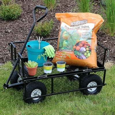 Sunnydaze Decor Sunnydaze Outdoor Lawn and Garden Heavy-Duty Durable Steel Mesh Utility Wagon Cart with Removable Sides - Black 7 Sunnydaze Decor Sunnydaze Outdoor Lawn and Garden Heavy-Duty Durable Steel Mesh Utility Wagon Cart with Removable Sides - Black - Image 5