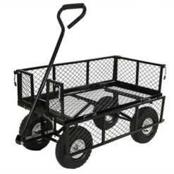 Sunnydaze Decor Sunnydaze Outdoor Lawn and Garden Heavy-Duty Durable Steel Mesh Utility Wagon Cart with Removable Sides - Black 15 Sunnydaze Decor Sunnydaze Outdoor Lawn and Garden Heavy-Duty Durable Steel Mesh Utility Wagon Cart with Removable Sides - Black -Garden Haven Store unnamed file 961