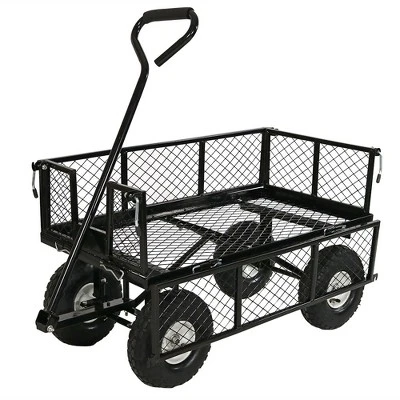 Sunnydaze Decor Sunnydaze Outdoor Lawn and Garden Heavy-Duty Durable Steel Mesh Utility Wagon Cart with Removable Sides - Black 8 Sunnydaze Decor Sunnydaze Outdoor Lawn and Garden Heavy-Duty Durable Steel Mesh Utility Wagon Cart with Removable Sides - Black - Image 6