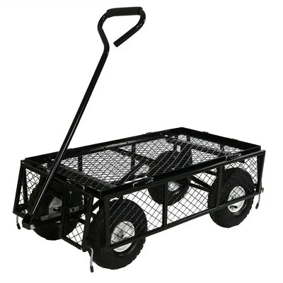 Sunnydaze Decor Sunnydaze Outdoor Lawn and Garden Heavy-Duty Durable Steel Mesh Utility Wagon Cart with Removable Sides - Black 9 Sunnydaze Decor Sunnydaze Outdoor Lawn and Garden Heavy-Duty Durable Steel Mesh Utility Wagon Cart with Removable Sides - Black - Image 7