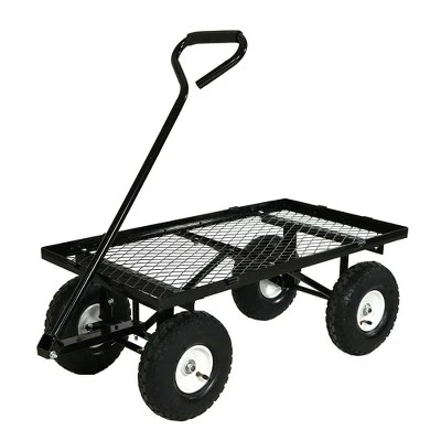 Sunnydaze Decor Sunnydaze Outdoor Lawn and Garden Heavy-Duty Durable Steel Mesh Utility Wagon Cart with Removable Sides - Black 10 Sunnydaze Decor Sunnydaze Outdoor Lawn and Garden Heavy-Duty Durable Steel Mesh Utility Wagon Cart with Removable Sides - Black - Image 8