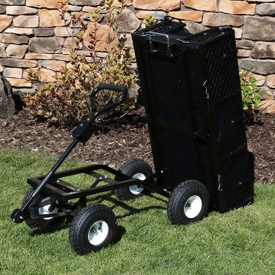 Sunnydaze Decor Sunnydaze Outdoor Lawn and Garden Heavy-Duty Steel Dump Cart with Removable Sides and Weather-Resistant Polyester Liner - Black 3 Sunnydaze Decor Sunnydaze Outdoor Lawn and Garden Heavy-Duty Steel Dump Cart with Removable Sides and Weather-Resistant Polyester Liner - Black