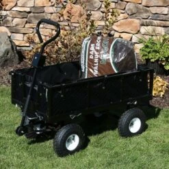 Sunnydaze Decor Sunnydaze Outdoor Lawn and Garden Heavy-Duty Steel Dump Cart with Removable Sides and Weather-Resistant Polyester Liner - Black 17 Sunnydaze Decor Sunnydaze Outdoor Lawn and Garden Heavy-Duty Steel Dump Cart with Removable Sides and Weather-Resistant Polyester Liner - Black -Garden Haven Store unnamed file 970