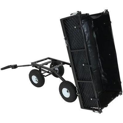 Sunnydaze Decor Sunnydaze Outdoor Lawn and Garden Heavy-Duty Steel Dump Cart with Removable Sides and Weather-Resistant Polyester Liner - Black 10 Sunnydaze Decor Sunnydaze Outdoor Lawn and Garden Heavy-Duty Steel Dump Cart with Removable Sides and Weather-Resistant Polyester Liner - Black - Image 8