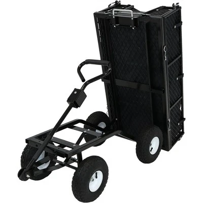 Sunnydaze Decor Sunnydaze Outdoor Lawn and Garden Heavy-Duty Steel Dump Cart with Removable Sides and Weather-Resistant Polyester Liner - Black 11 Sunnydaze Decor Sunnydaze Outdoor Lawn and Garden Heavy-Duty Steel Dump Cart with Removable Sides and Weather-Resistant Polyester Liner - Black - Image 9