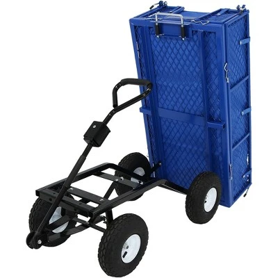 Sunnydaze Decor Sunnydaze Outdoor Lawn and Garden Heavy-Duty Steel Dump Cart with Removable Sides and Weather-Resistant Polyester Liner - Blue 11 Sunnydaze Decor Sunnydaze Outdoor Lawn and Garden Heavy-Duty Steel Dump Cart with Removable Sides and Weather-Resistant Polyester Liner - Blue - Image 9