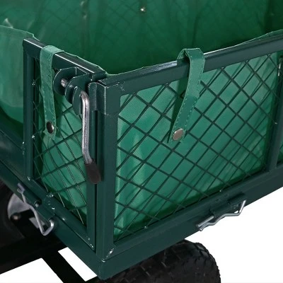 Sunnydaze Decor Sunnydaze Outdoor Lawn and Garden Heavy-Duty Steel Utility Cart with Removable Sides and Weather-Resistant Polyester Liner - Green 4 Sunnydaze Decor Sunnydaze Outdoor Lawn and Garden Heavy-Duty Steel Utility Cart with Removable Sides and Weather-Resistant Polyester Liner - Green - Image 2