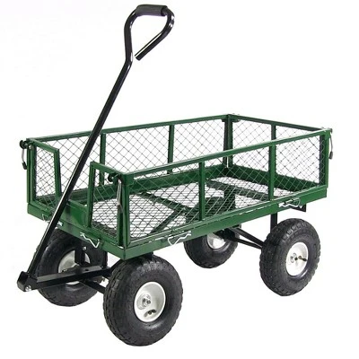 Sunnydaze Decor Sunnydaze Outdoor Lawn and Garden Heavy-Duty Steel Utility Cart with Removable Sides and Weather-Resistant Polyester Liner - Green 11 Sunnydaze Decor Sunnydaze Outdoor Lawn and Garden Heavy-Duty Steel Utility Cart with Removable Sides and Weather-Resistant Polyester Liner - Green - Image 9