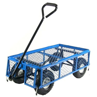 Sunnydaze Decor Sunnydaze Outdoor Lawn and Garden Heavy-Duty Steel Utility Cart with Removable Sides and Weather-Resistant Polyester Liner - Blue 9 Sunnydaze Decor Sunnydaze Outdoor Lawn and Garden Heavy-Duty Steel Utility Cart with Removable Sides and Weather-Resistant Polyester Liner - Blue - Image 7