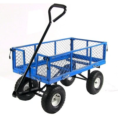Sunnydaze Decor Sunnydaze Outdoor Lawn and Garden Heavy-Duty Steel Utility Cart with Removable Sides and Weather-Resistant Polyester Liner - Blue 11 Sunnydaze Decor Sunnydaze Outdoor Lawn and Garden Heavy-Duty Steel Utility Cart with Removable Sides and Weather-Resistant Polyester Liner - Blue - Image 9